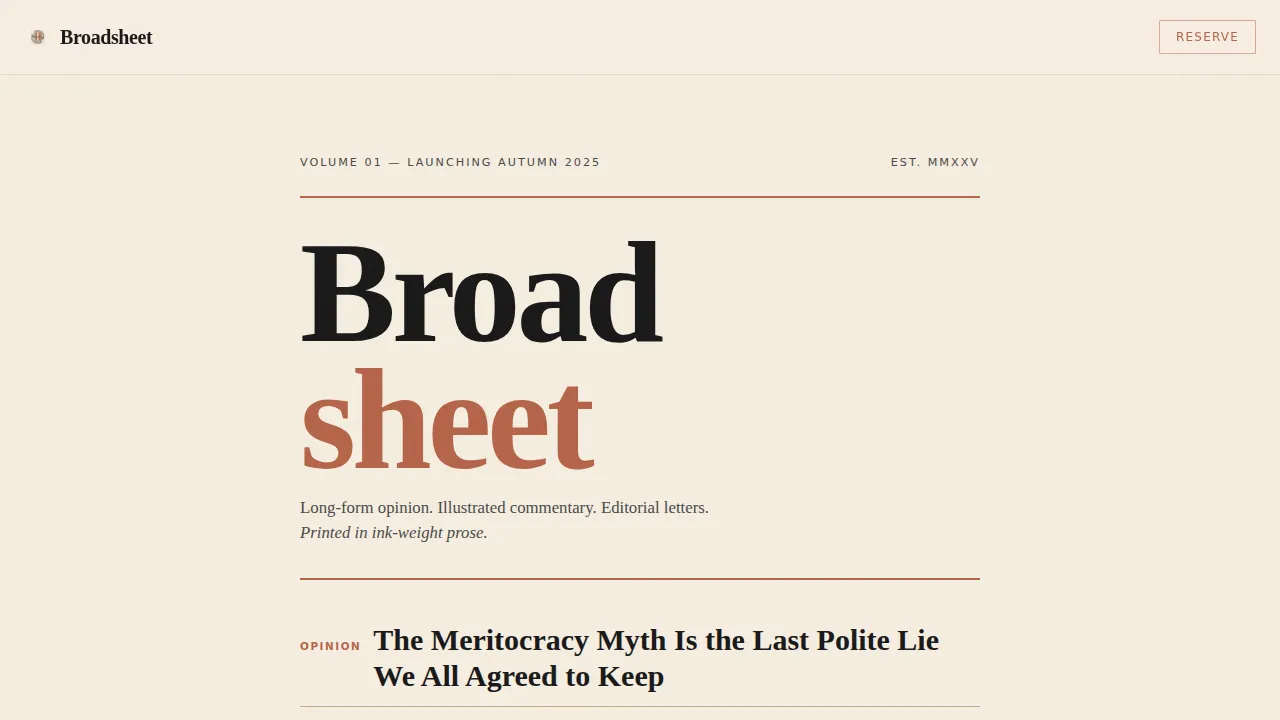 Broadsheet — Artisan Magazine Publishing Landing Page Template