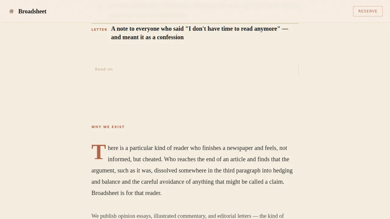 Broadsheet — Artisan Magazine Publishing Landing Page Template