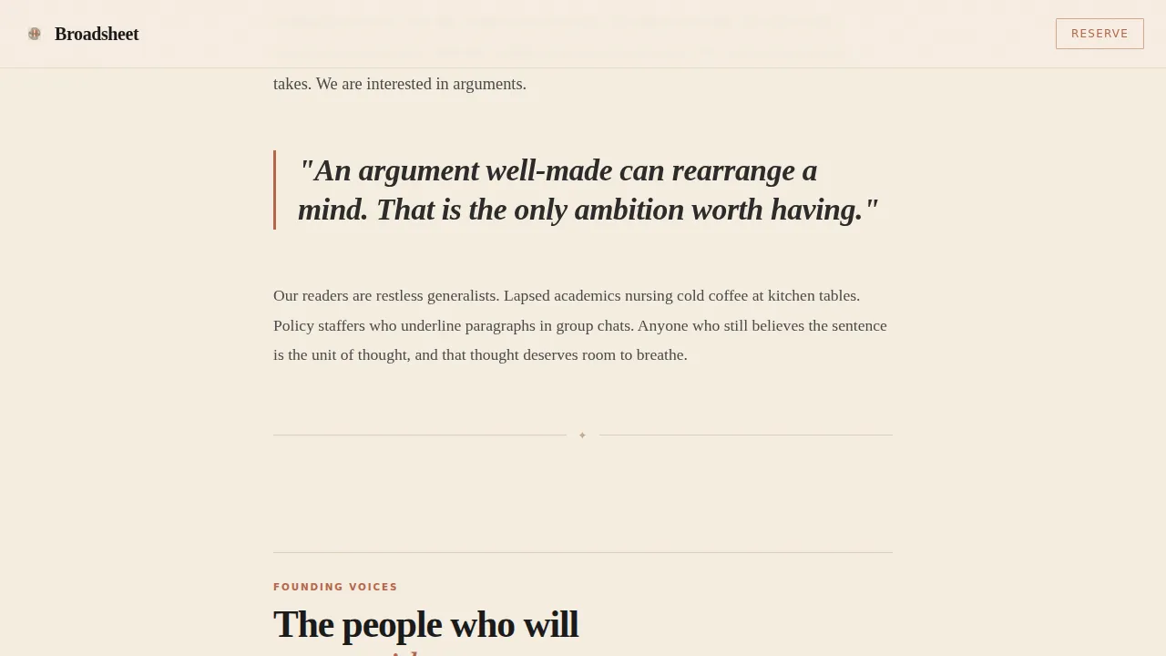 Broadsheet — Artisan Magazine Publishing Landing Page Template