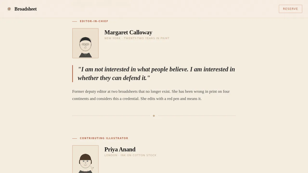 Broadsheet — Artisan Magazine Publishing Landing Page Template