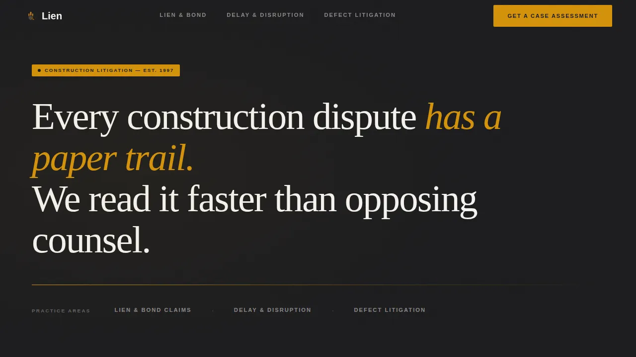 Lien — Expert Construction Law Landing Page Template