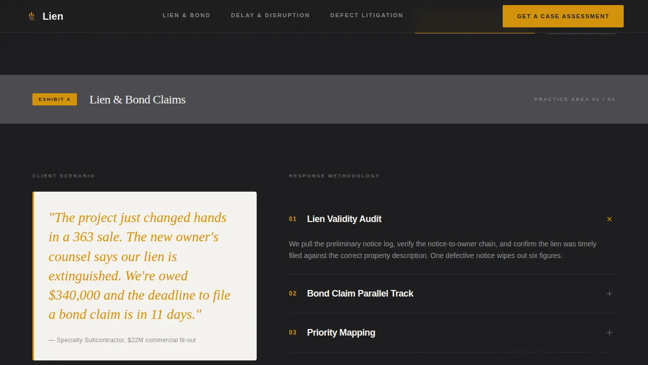 Lien — Expert Construction Law Landing Page Template