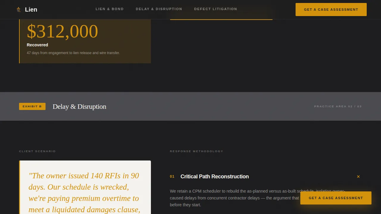 Lien — Expert Construction Law Landing Page Template