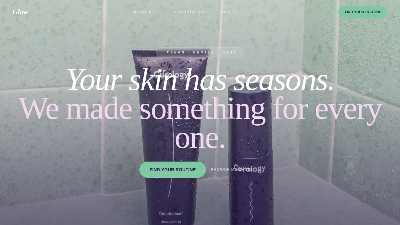Glow - Seasonal Skincare Routine Landing Page Template