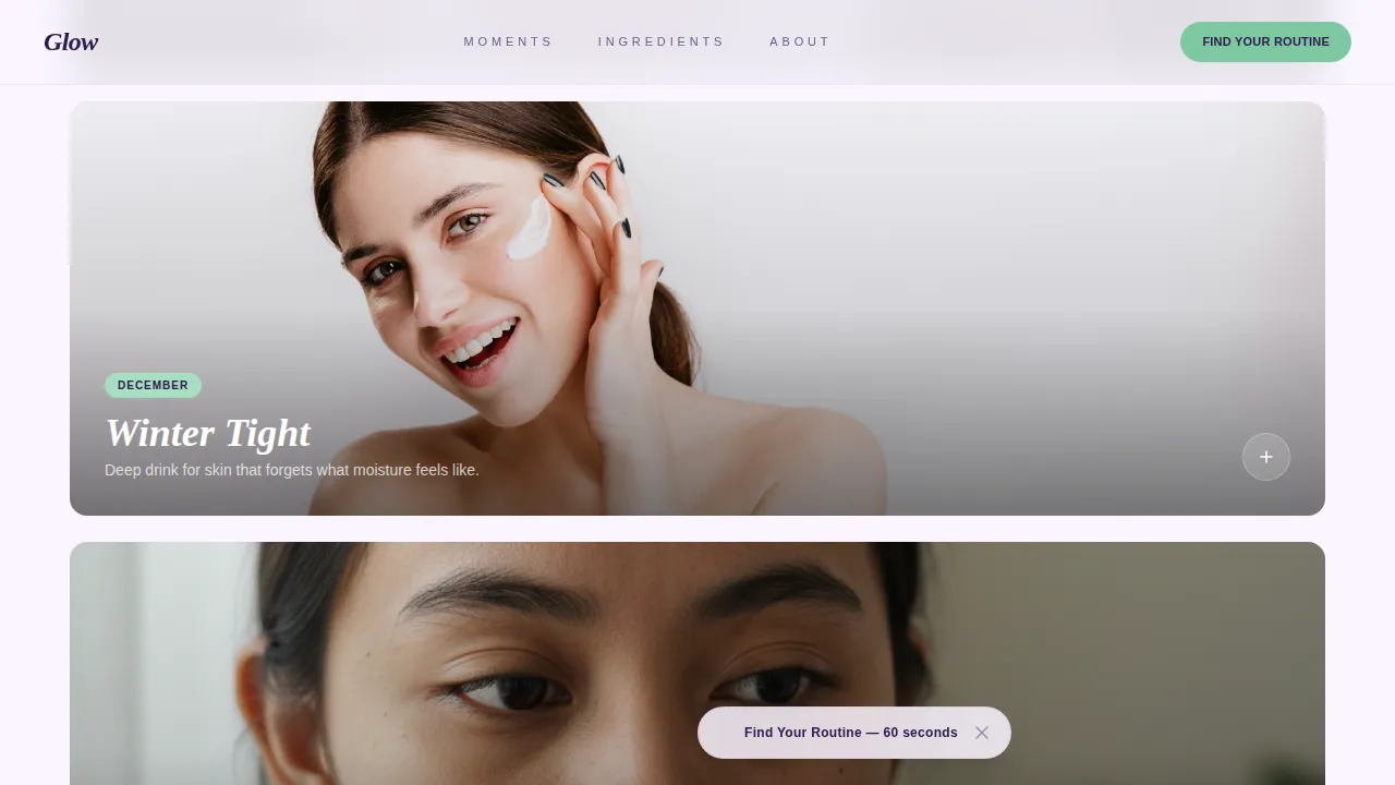 Glow - Seasonal Skincare Routine Landing Page Template