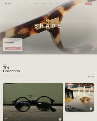 Shade — Minimalist Eyewear Brand Landing Page Template