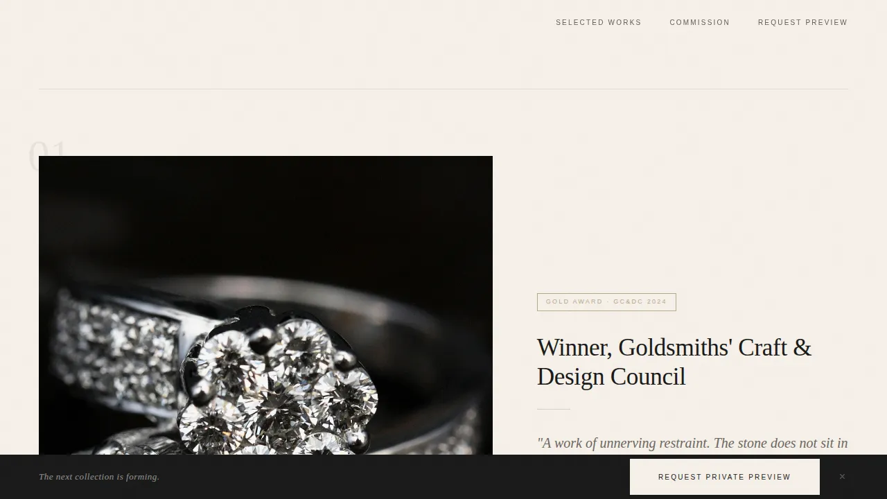 Jewelry Designer Portfolio Landing Page Template