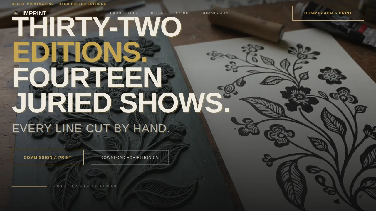 Bold Brutalist Printmaker Portfolio Landing Page Template