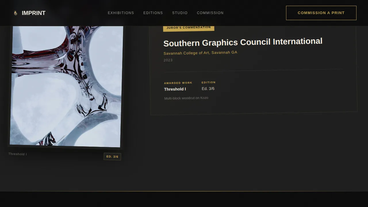 Bold Brutalist Printmaker Portfolio Landing Page Template