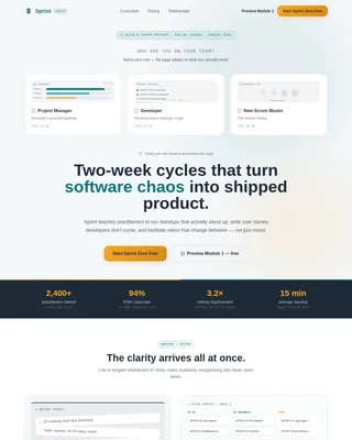 Sprint — Agile Scrum Mastery Landing Page Template
