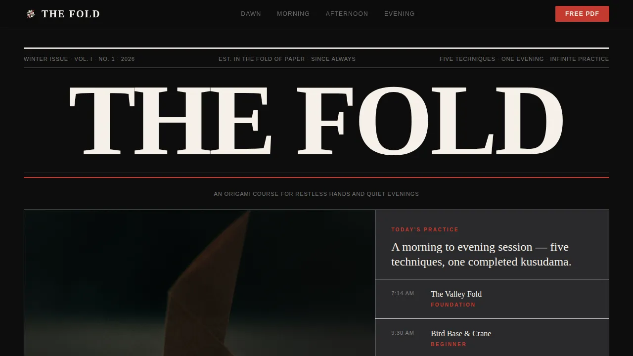 Editorial Origami Course | Free Website Template | Rocket