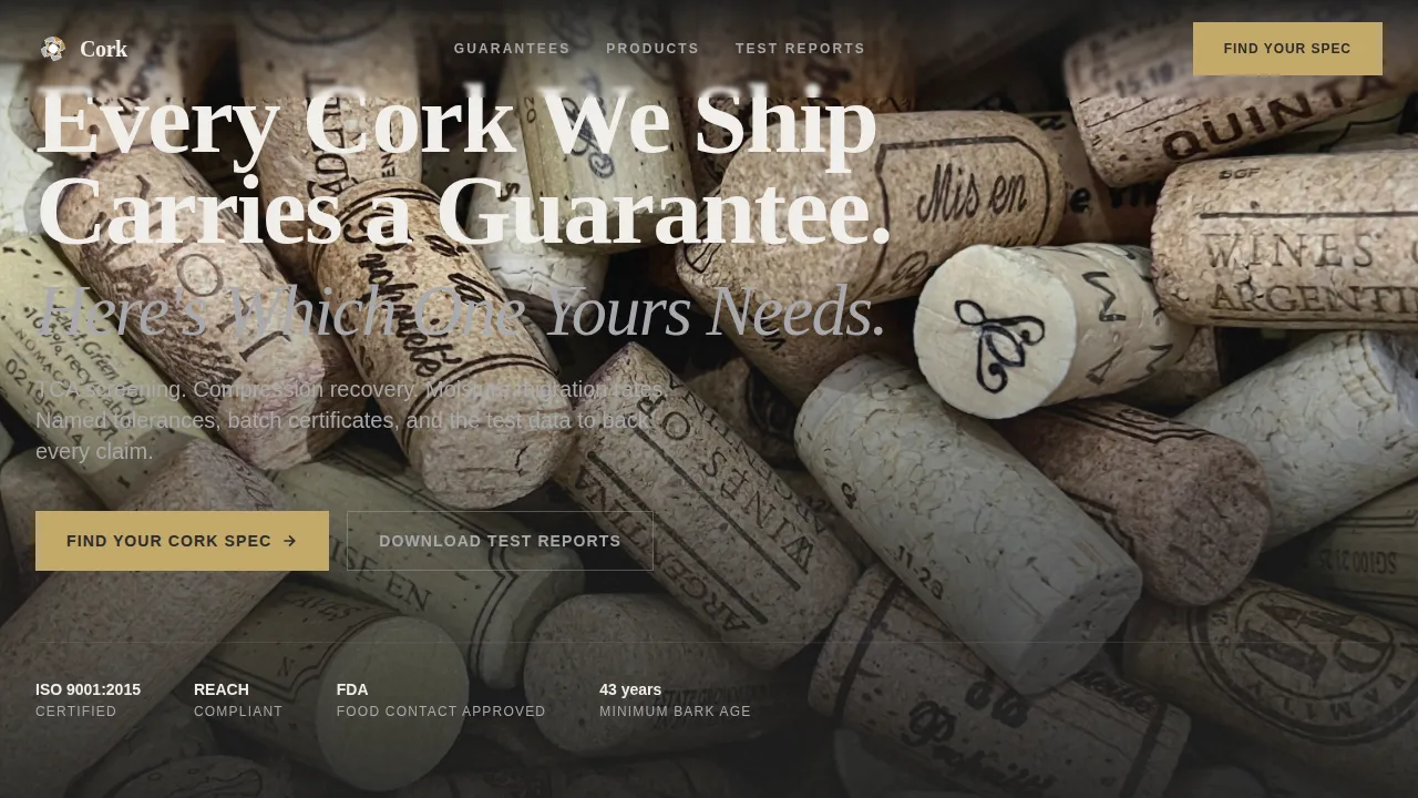 Cork — Precision Industrial Manufacturing Landing Page Template