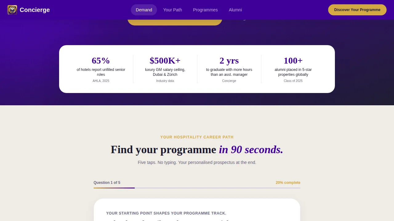 Hotel Management School Landing Page Template