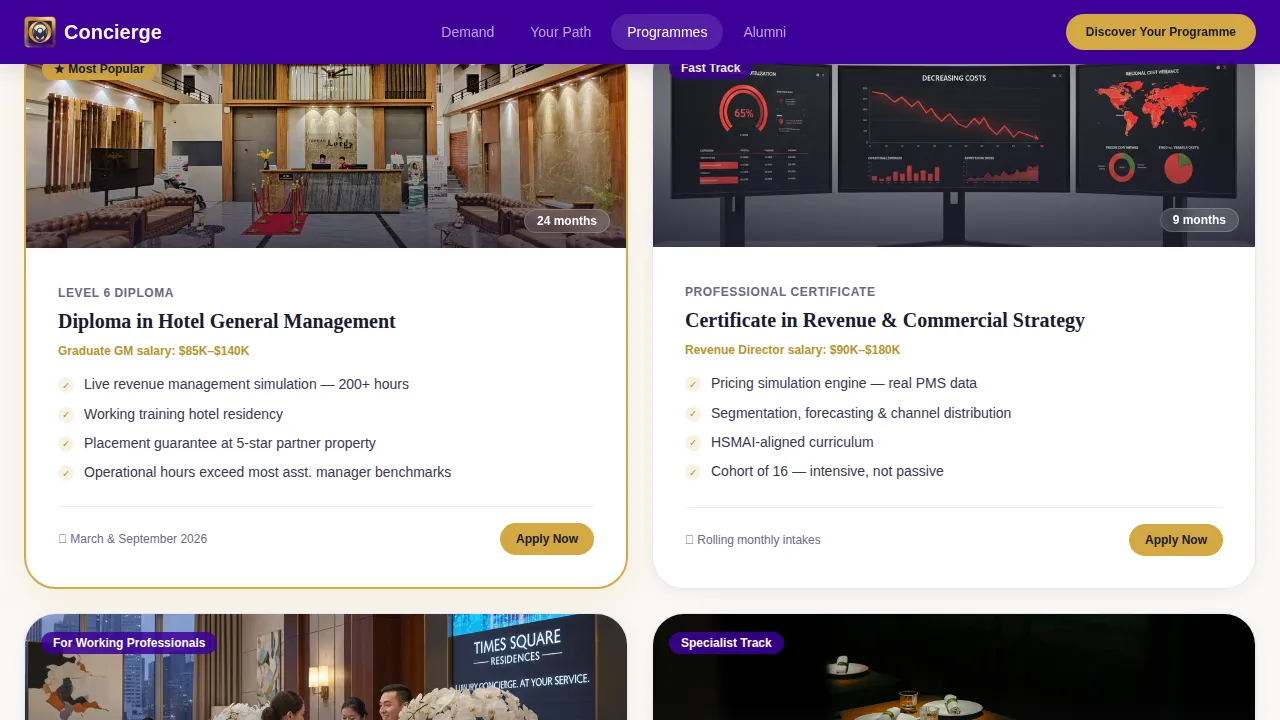 Hotel Management School Landing Page Template