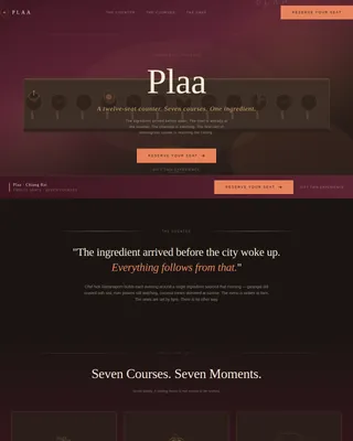 Thai Tasting Menu Landing Page Template | Warm Artisan