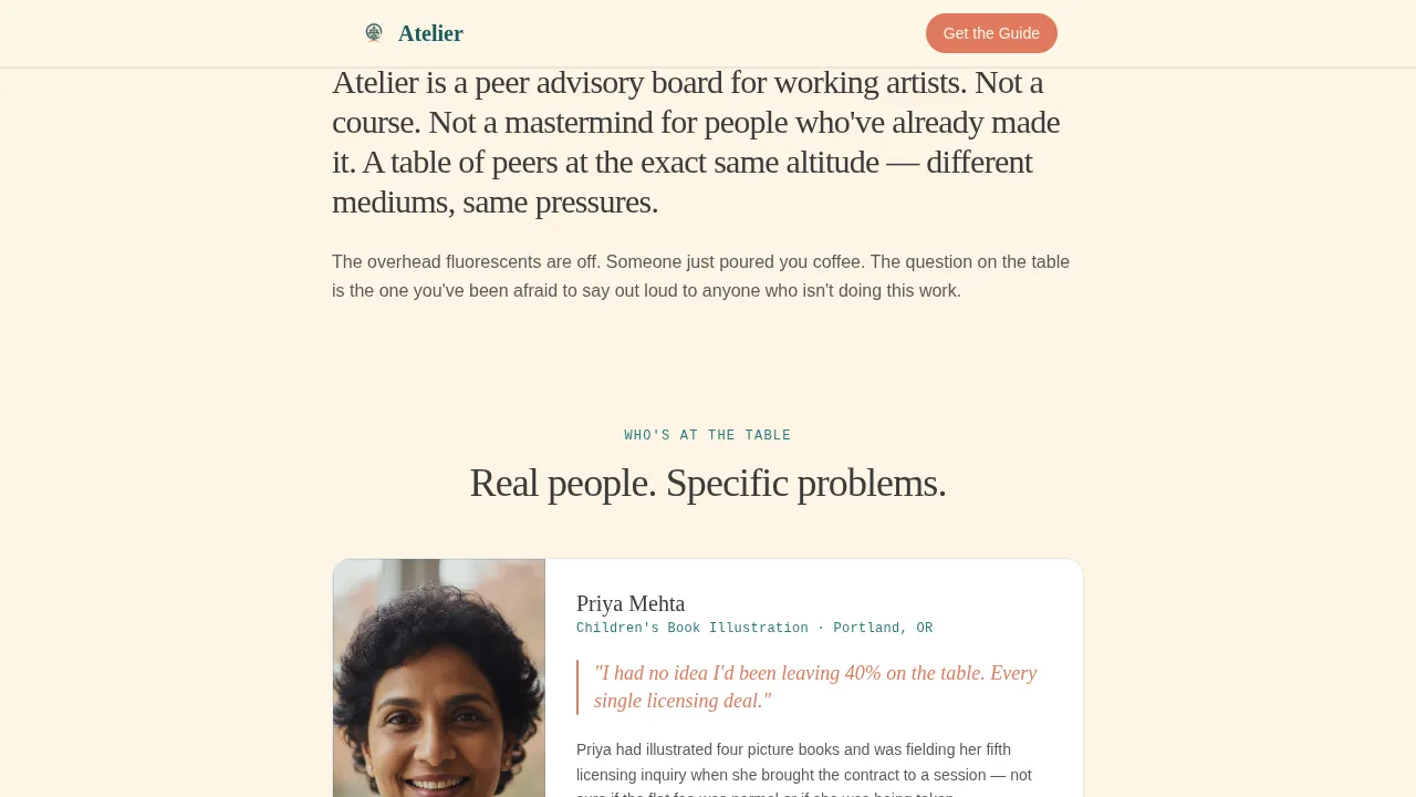 Artist Peer Advisory Board Landing Page Template