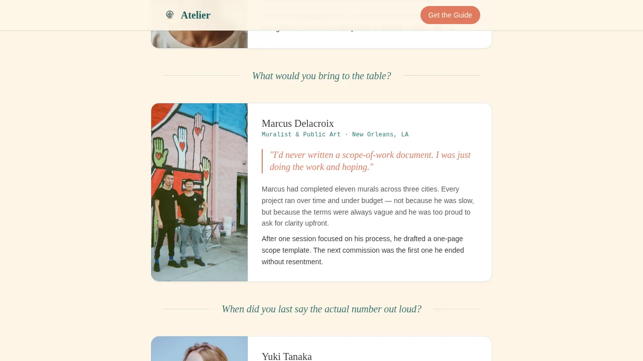 Artist Peer Advisory Board Landing Page Template