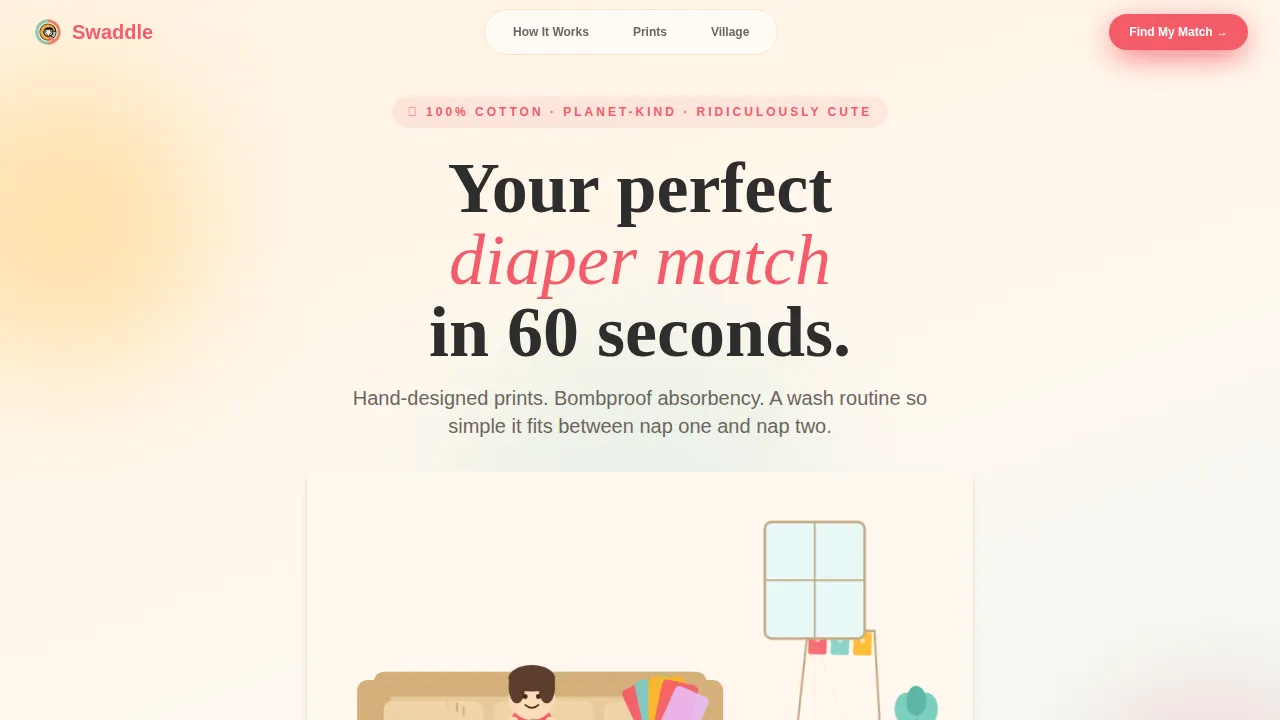 Cloth Diaper Brand Landing Page Template