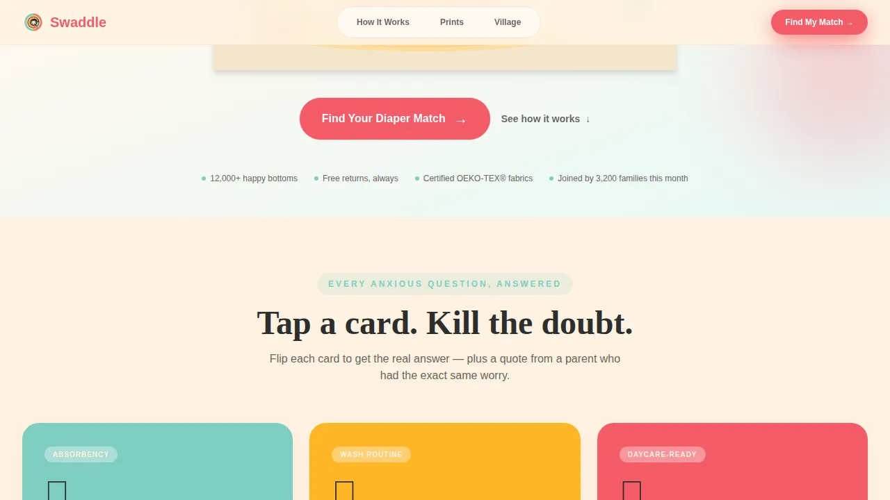 Cloth Diaper Brand Landing Page Template