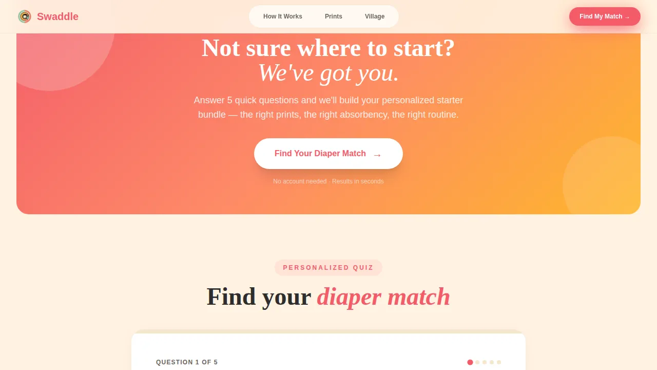 Cloth Diaper Brand Landing Page Template