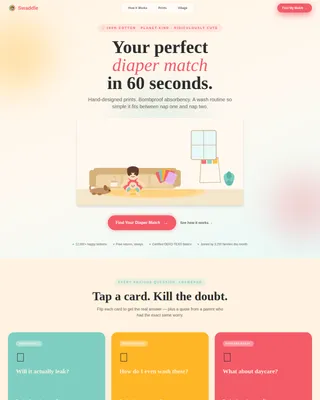 Swaddle — Perfect Cloth Diaper Landing Page Template