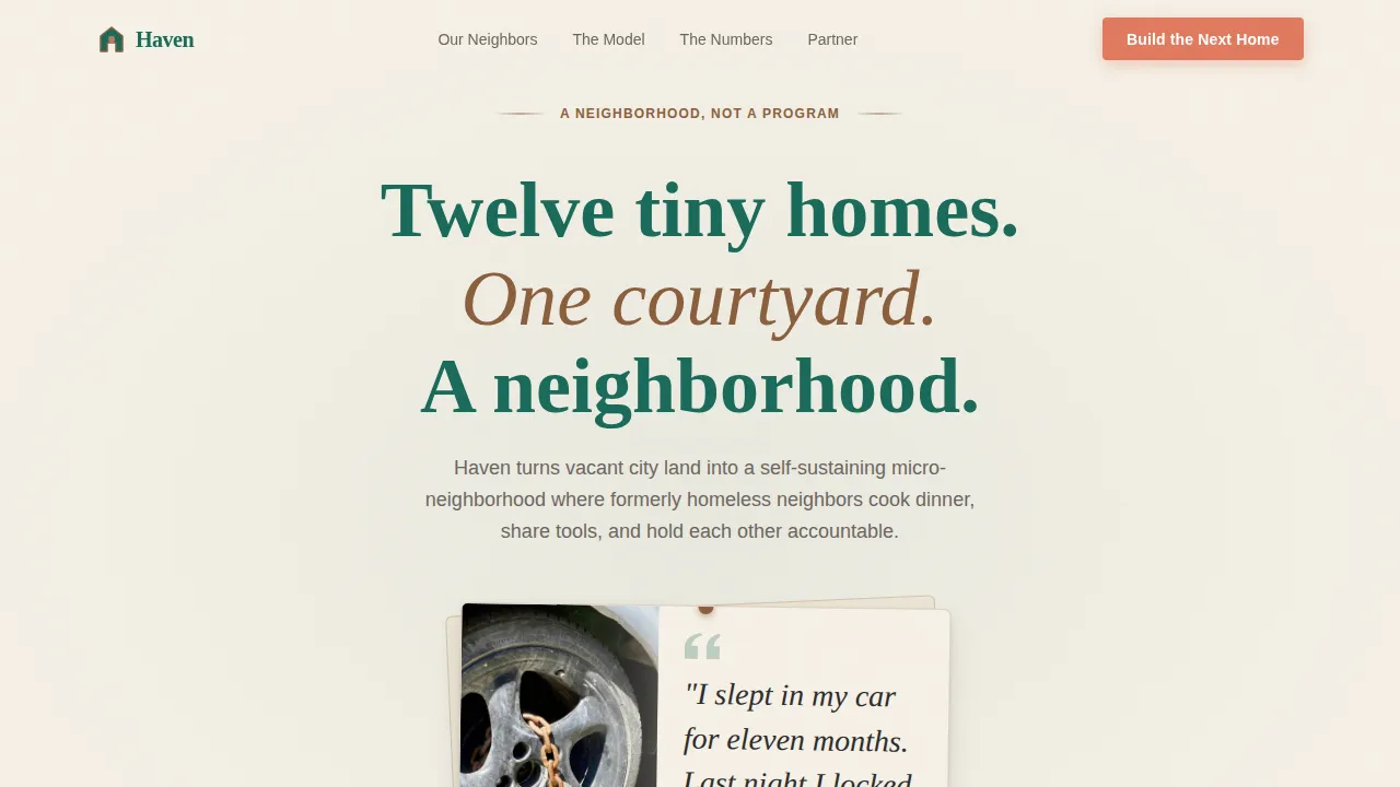 Thriving Tiny Home Community Landing Page Template