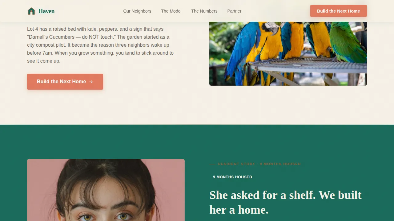 Thriving Tiny Home Community Landing Page Template