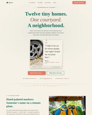 Thriving Tiny Home Community Landing Page Template