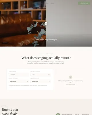 Home Staging & Decor Cost Estimator Website Template