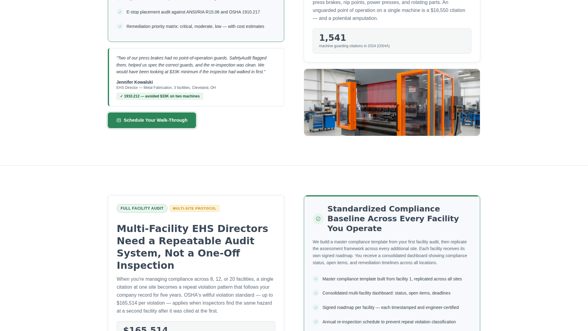 Machinery Safety Assessment Landing Page Template