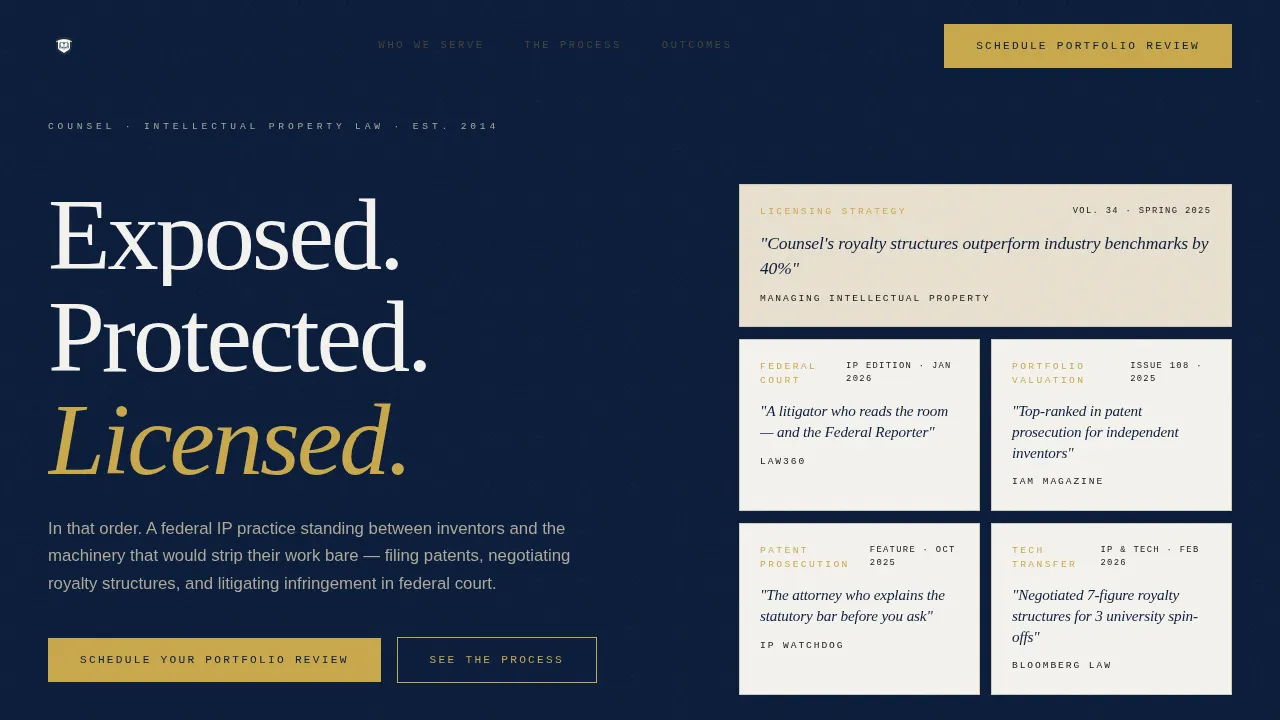 Intellectual Property Booking Website Template