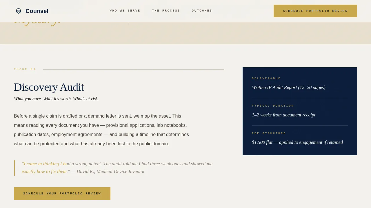 Intellectual Property Booking Website Template