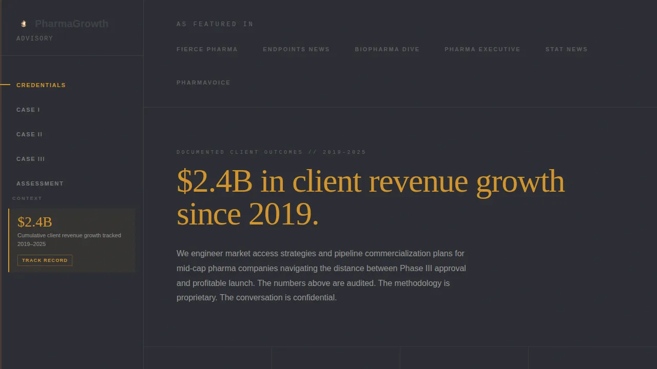 Access — Confidential Pharmaceutical Strategy Landing Page Template