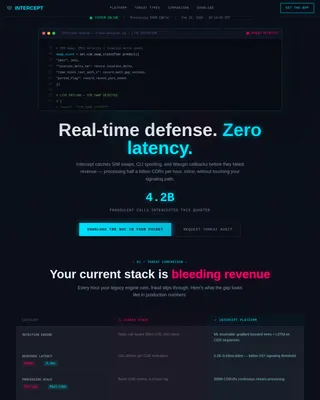 Sentinel — Intelligent Telecom Security Landing Page Template