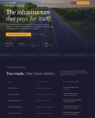 Tollway - Infrastructure Revenue Comparison Landing Page Template