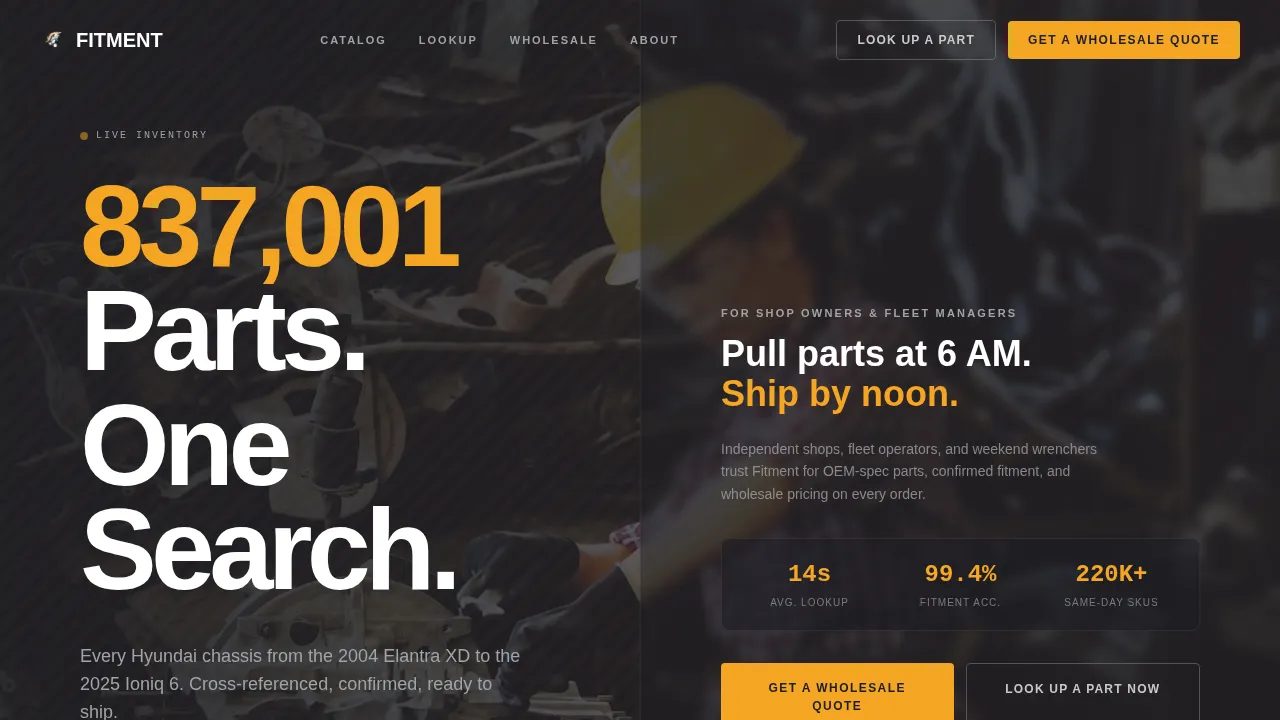 Fitment - Precision OEM Parts Wholesale Landing Page Template