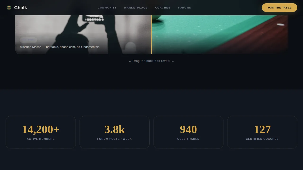 Competition Edge Billiards Fan Community Landing Page Template