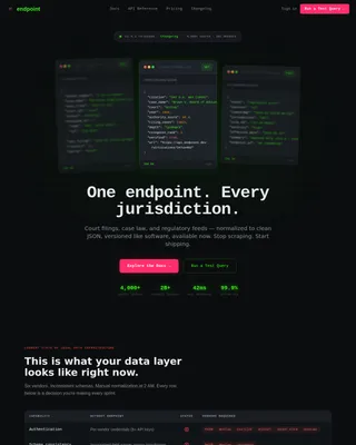 Endpoint - Legal API Comparison Landing Page Template