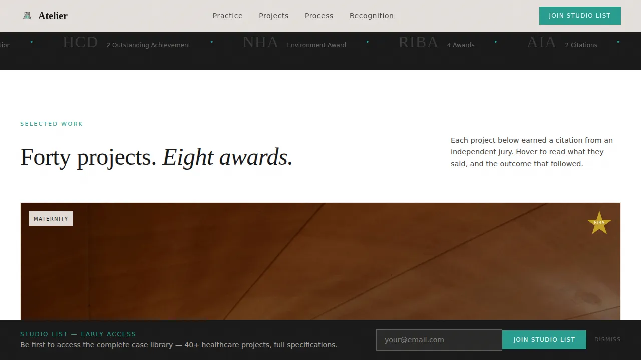 Renowned Healthcare Architect Landing Page Template