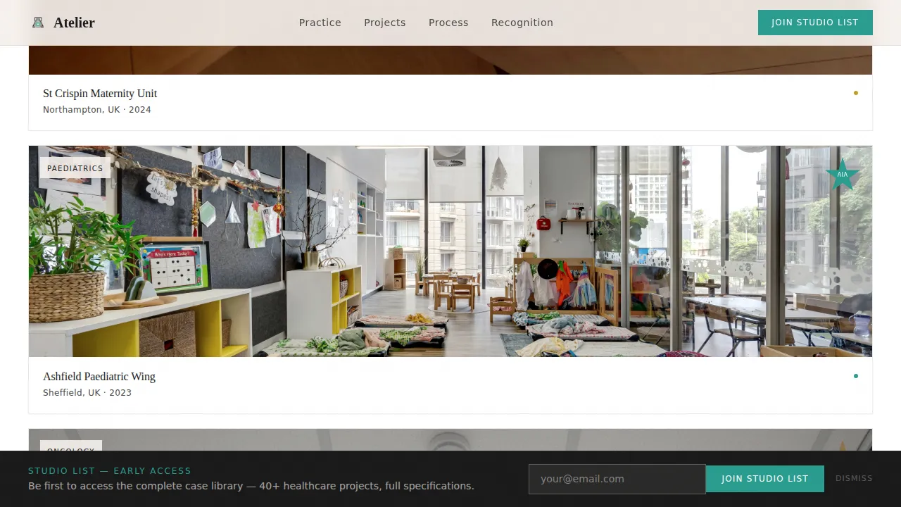 Renowned Healthcare Architect Landing Page Template