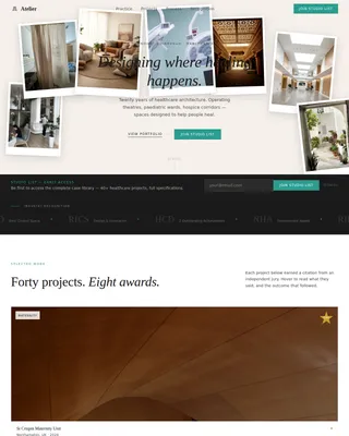 Studio — Renowned Healthcare Architect Landing Page Template