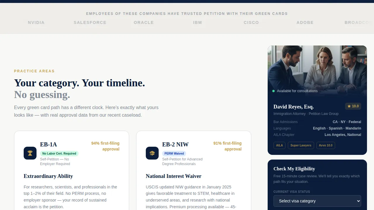 Immigration Attorney Landing Page Template