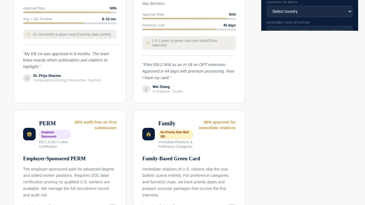 Immigration Attorney Landing Page Template