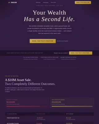Endow - Charitable Trust Comparison Landing Page Template