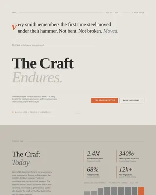 Anvil - Editorial Blacksmithing Forge Landing Page Template