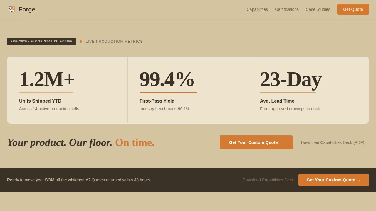 Manufacturing Company Portfolio Website Template