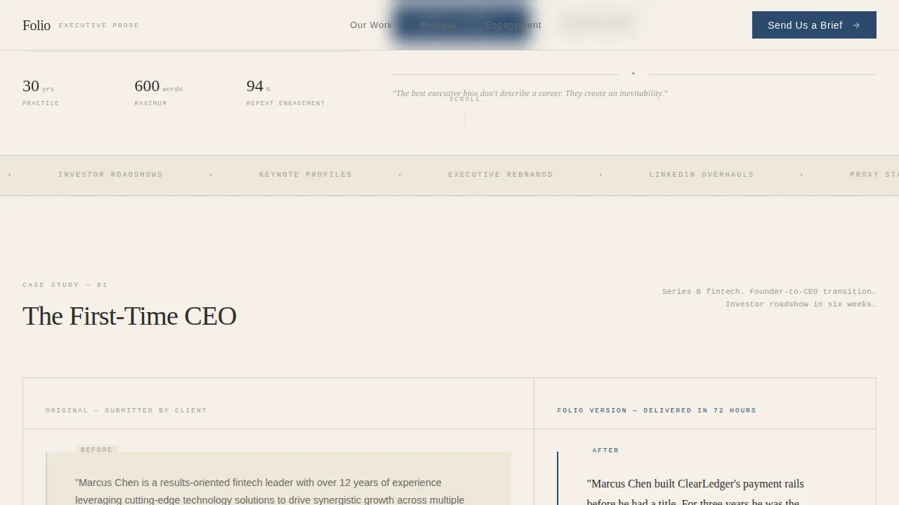 Executive & C-Suite Career Portfolio Website Template