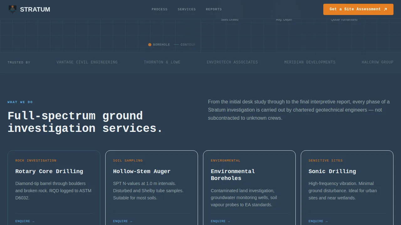 Bedrock — Comprehensive Geological Assessment Landing Page Template