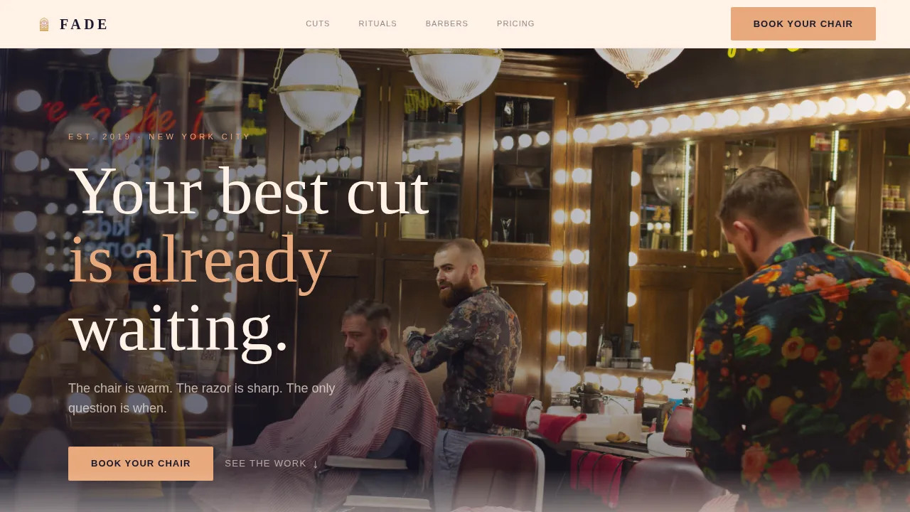 Luxe Minimal Men's Hair Salon Landing Page Template