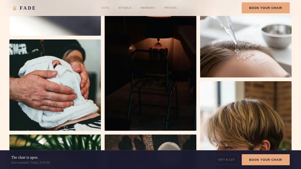 Luxe Minimal Men's Hair Salon Landing Page Template